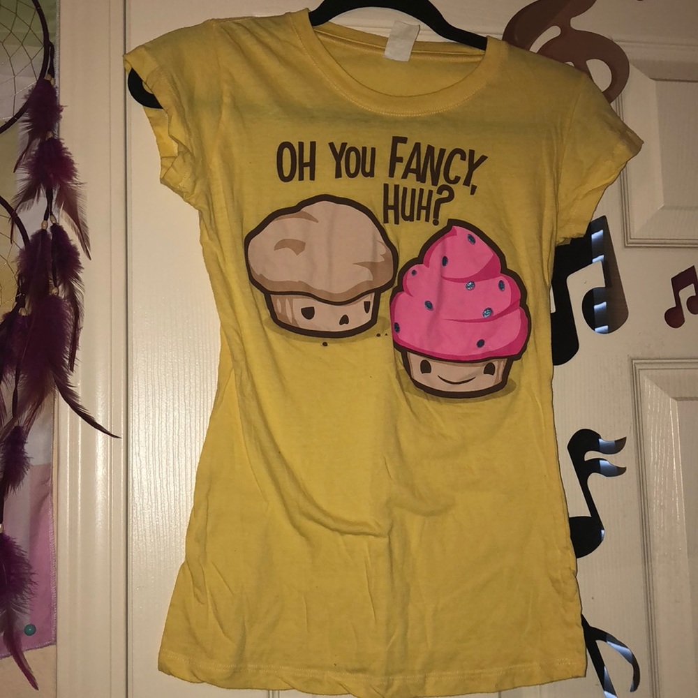 yellow graphic tee
